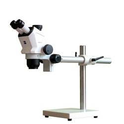 Zeiss Stemi 508 stereo zoom boom microscope with 4-quadrant LED ring light.
