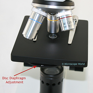 Disc diaphragm microscope adjustment.