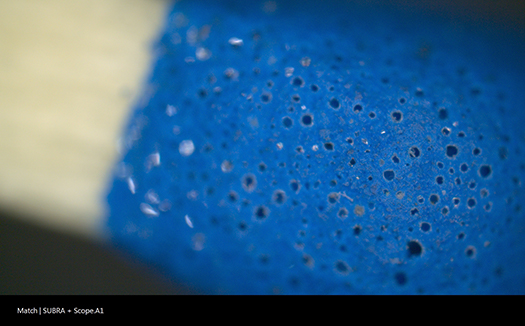 Match head under a Zeiss microscope