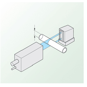 Laser Scan Micrometer measurement of outer diameter of cylinder.