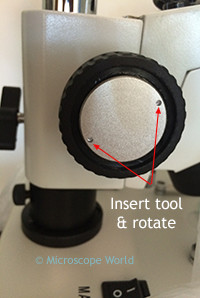 Stereo microscope focusing tension adjustment image.