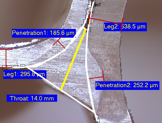 Tubing weld under the stereo microscope