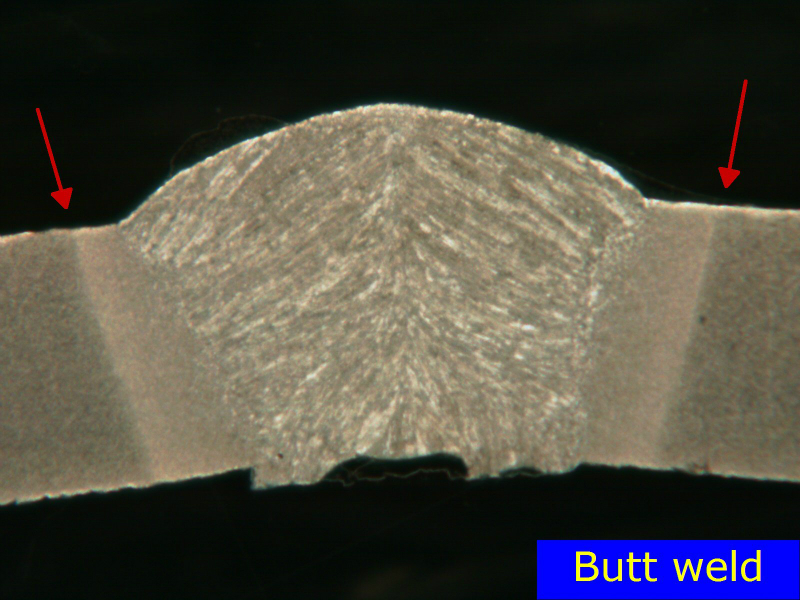 Butt weld under the stereo microscope.