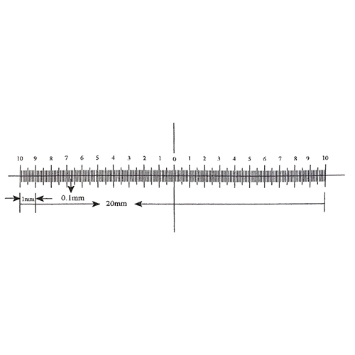 Reticle Ruler 20mm 200 Divisions Crossline