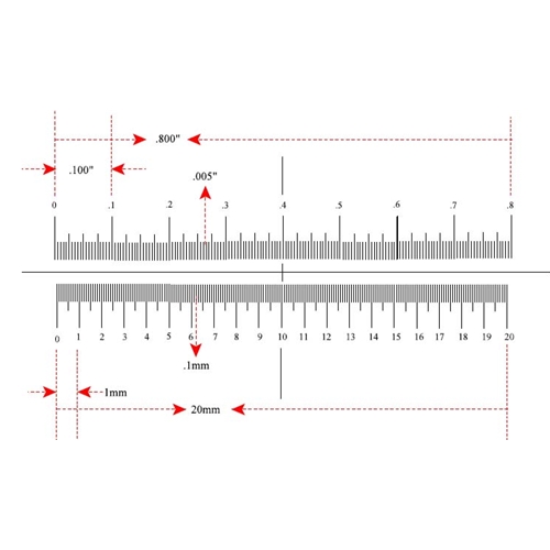 Stage micrometer double scale 0.8