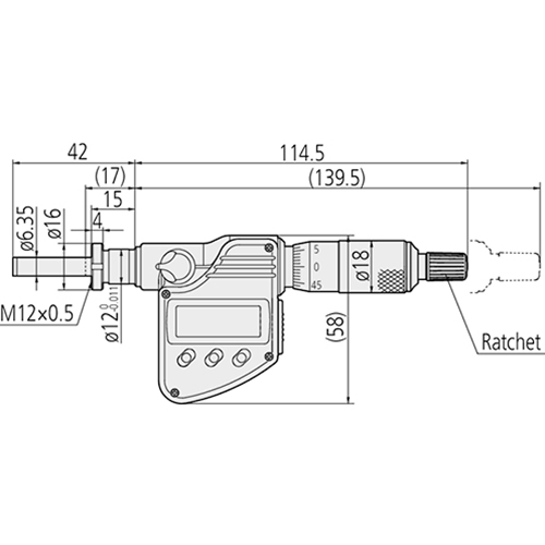 Mitutoyo Digimatic Micrometer Head Flat Spindle Face IP65 0-25mm