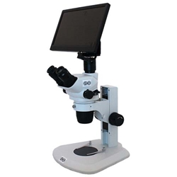 High Definition Stereo Microscope on Track Stand with LED Ring Light