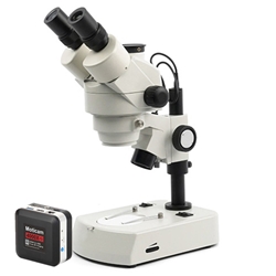 National Optical 440T Digital Stereo Zoom Microscope on LED Stand