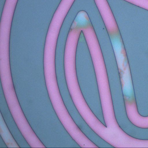 Front Side MEMS Spring Delamination – Visual white-light imaging 20x objective lens Front Side MEMS Spring Delamination – Visual white-light imaging 20x objective lens