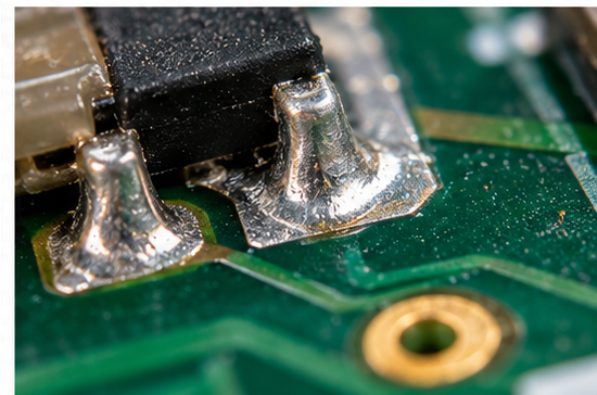 PCB SOlder Joint under a microscope