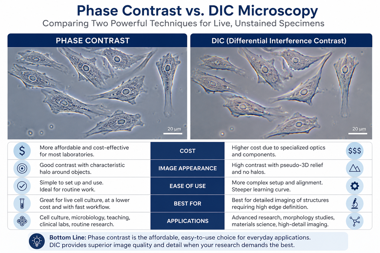 Phase Contrast vs. DIC Microscopy